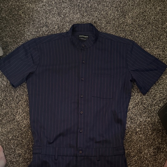 Men's Navy Striped Shirt - Picture 3 of 6